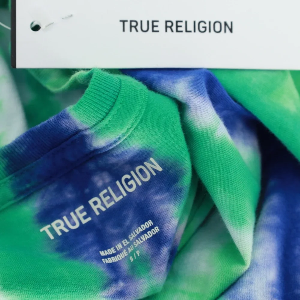 True‎ Religion Men Tie Dye T Shirt Crew Neck Short Sleeve Graphic Tee Small NWT